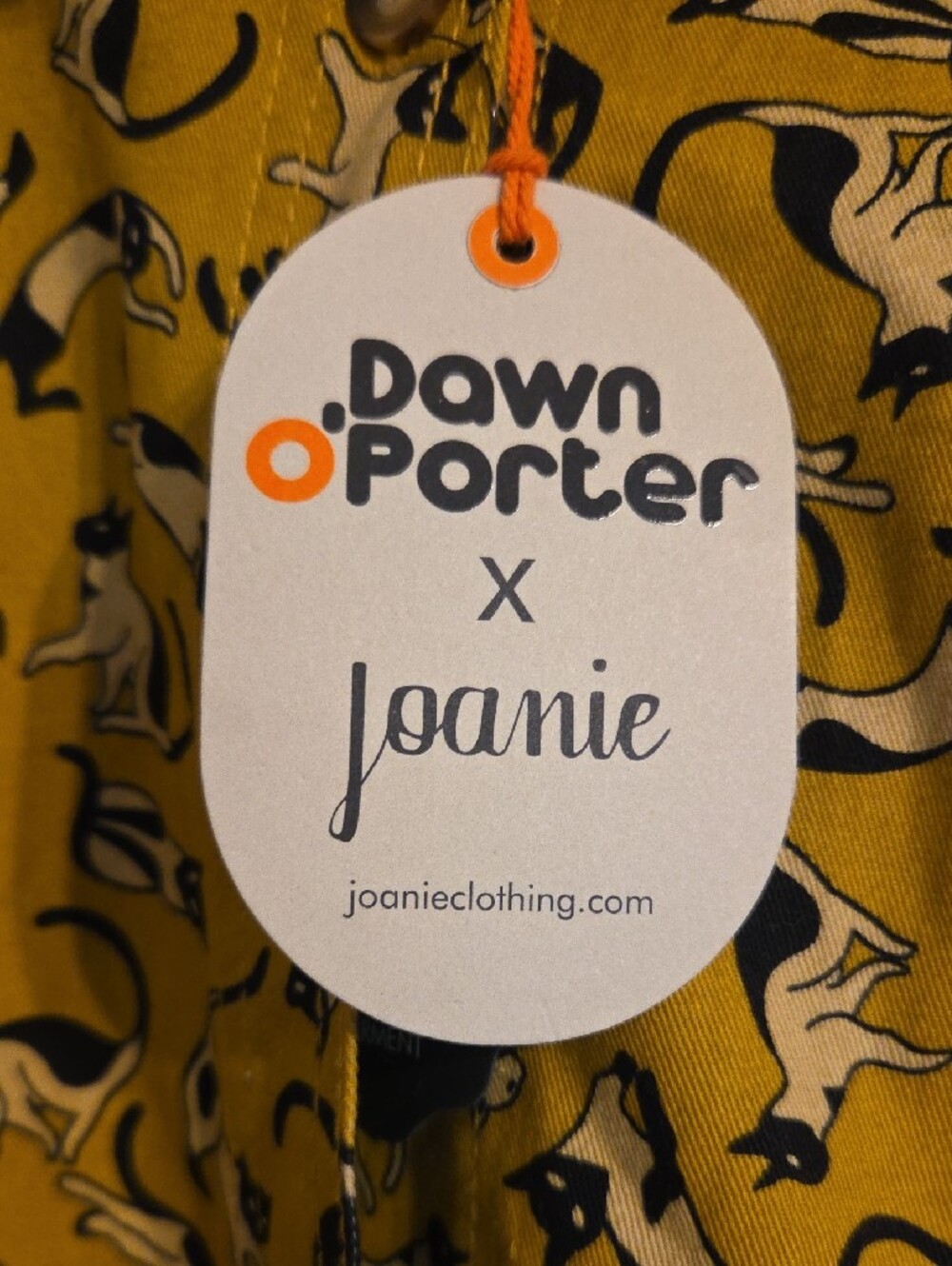 Dawn O'Porter X Joanie Mustard Yellow Cat Print Shift Dress - Picture 3 of 7